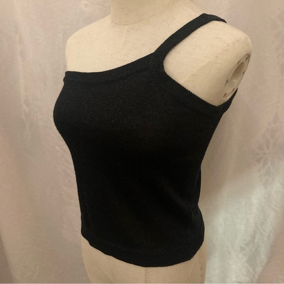 Black Metallic One Shoulder Blouse - Picture 1 of 7